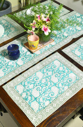 Green Paisley ka Gulistaan Hand Block Cotton Canvas Table Mat